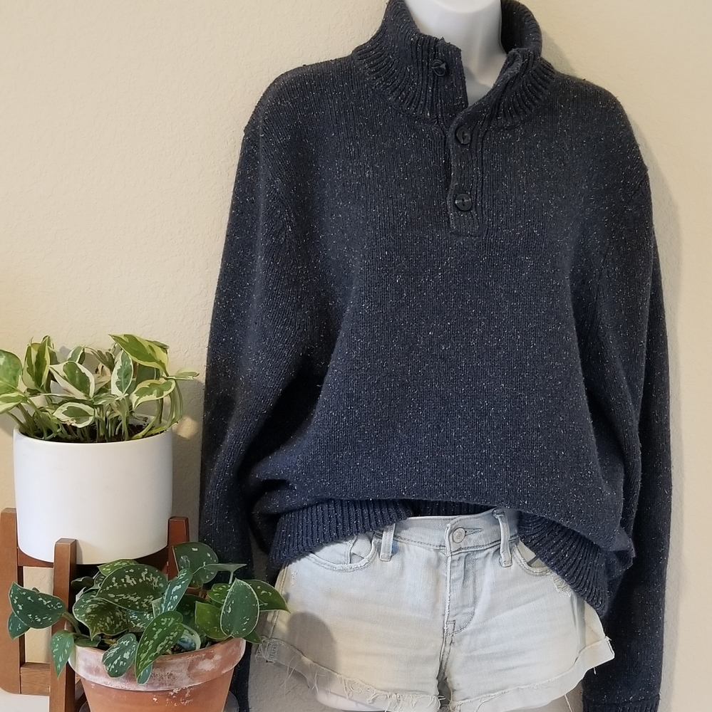 Patagonia Men's Mock Neck Navy Marled Sweater
